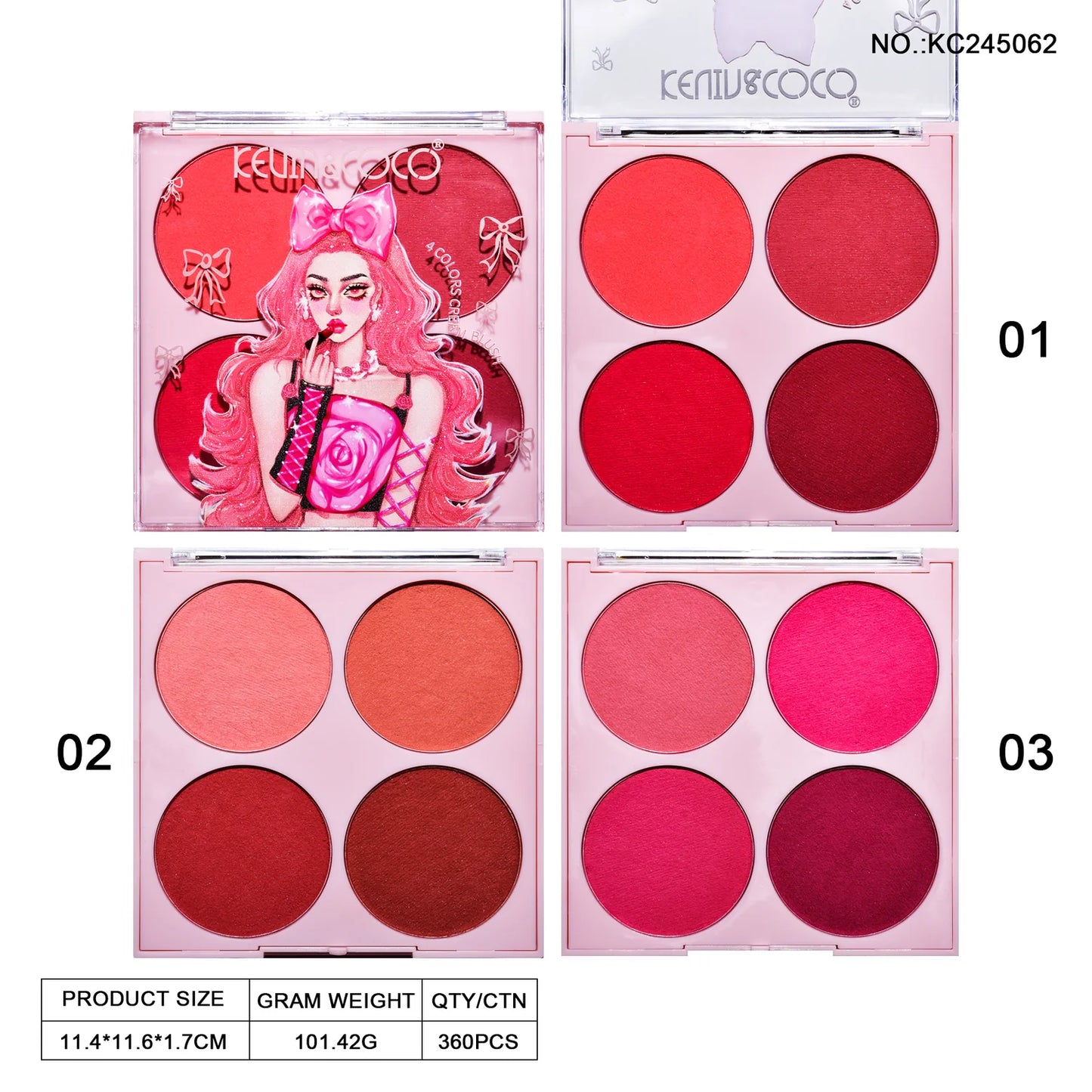 Kevin&Coco palette 4 colors cream blush